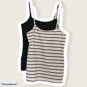 TWO Loft Camisoles • Black & White • Lace Top